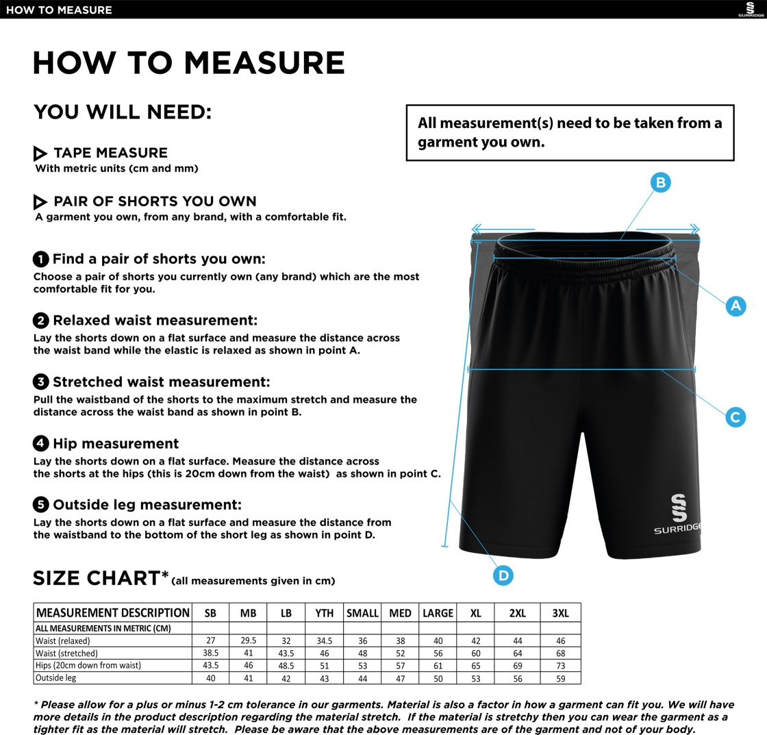 Southwell CC - Ripstop Short - Size Guide