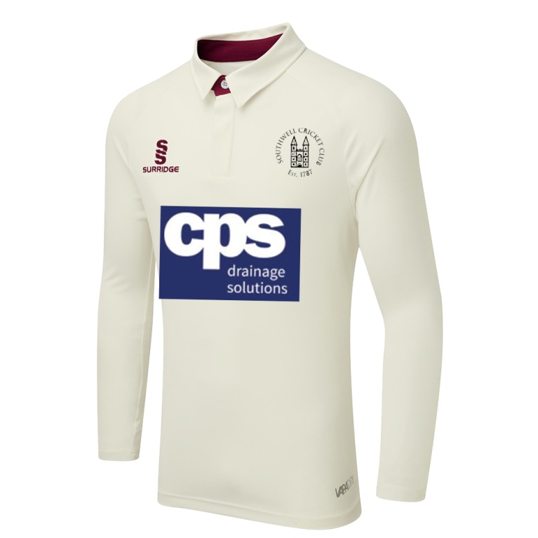 Southwell CC - Ergo Long Sleeve Maroon Trim Shirt